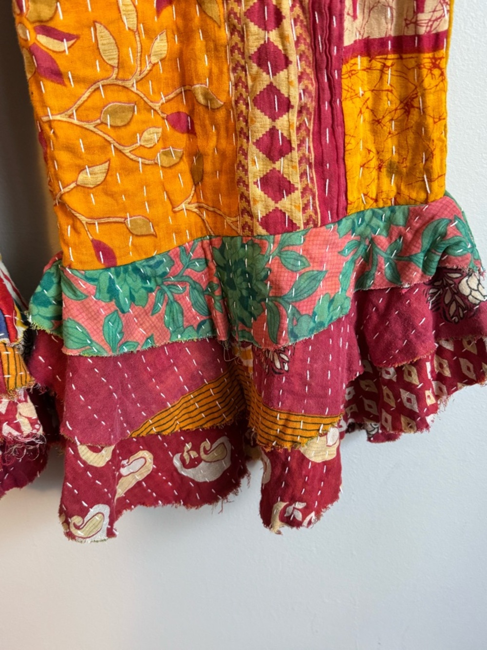 Jaded Gypsy Kantha Sunrise Ruffle Pants Quilted Patchwork Boho One Size - Picture 3 of 12